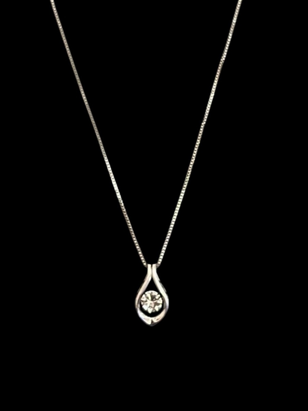OTC Floating Diamond Simulated Solitaire Sterling Silver Pendant Necklace 18” - Picture 11 of 15